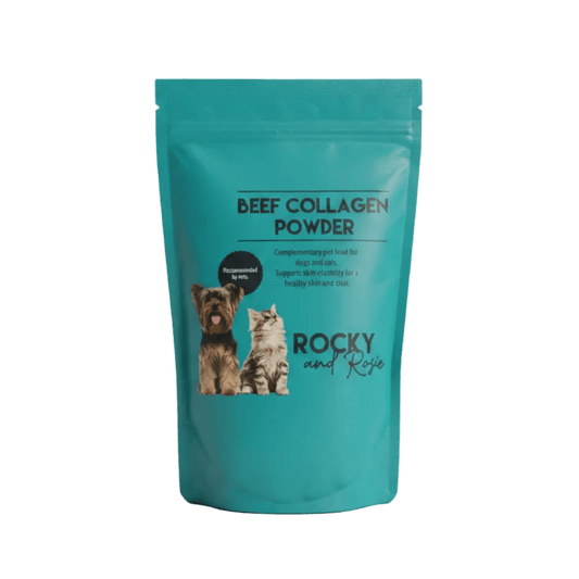 Rocky & Rosie Beef Collagen Powder resealable pouch for cats and dogs