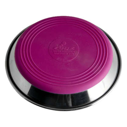 Rogz Anchovy stainless steel cat bowl with pink anti-slip silicone base