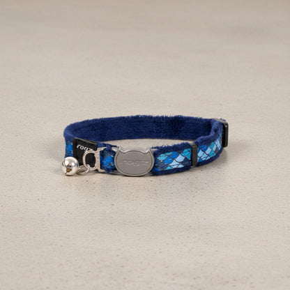 Rogz FashionCat Safety Collar for cats in Amphibian Blue with bell and breakaway safety buckle