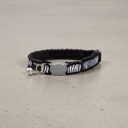 Rogz FashionCat Safety Collar for cats in Zebra print with bell and breakaway safety buckle
