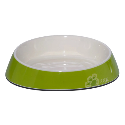Rogz Fishcake melamine cat bowl in Lime Paw design
