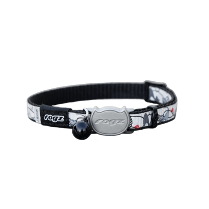 Black ReflectoCat cat safety collar with reflective pattern and break-away buckle