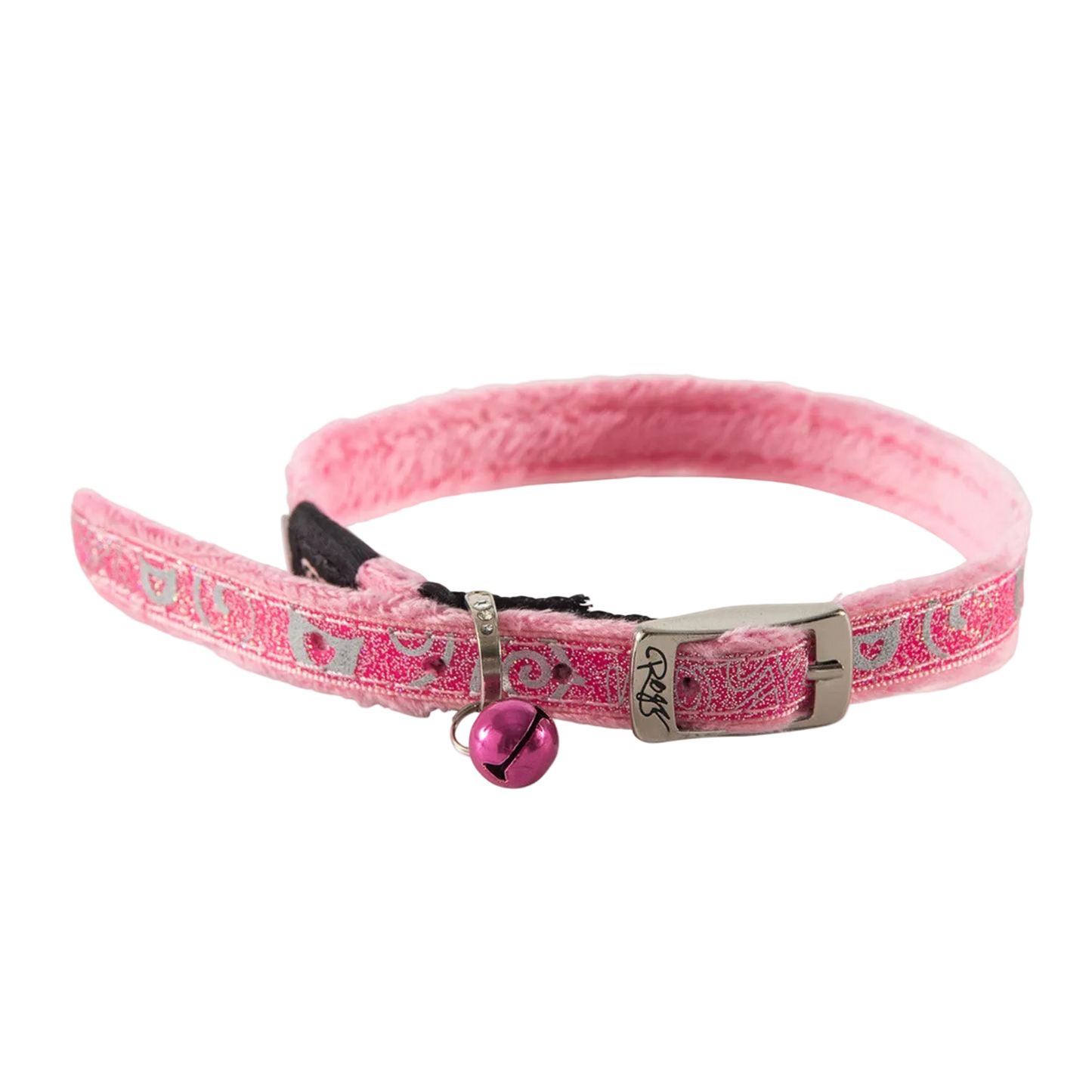 Rogz SparkleCat Pin Buckle Collar size guide showing XS and S collar measurements and product codes