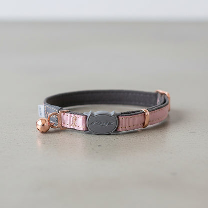 Rogz UrbanCat Safety Collar in Pink Blush with rose gold trims, bell and breakaway safety buckle