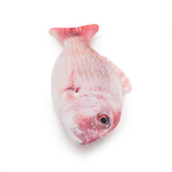 Rosewood Jolly Moggy Red Snapper plush catnip fish toy front view showing realistic fish print