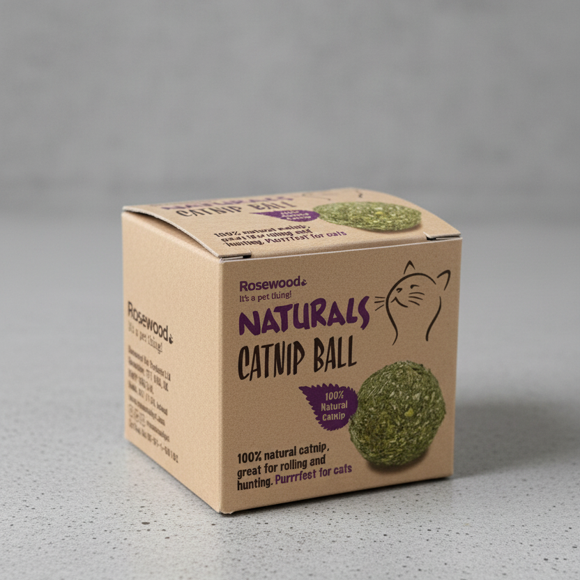 Angled view of Rosewood Naturals Catnip Ball box