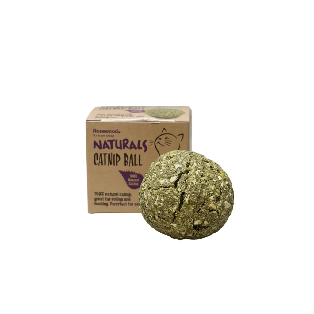 Rosewood Naturals catnip ball and packaging