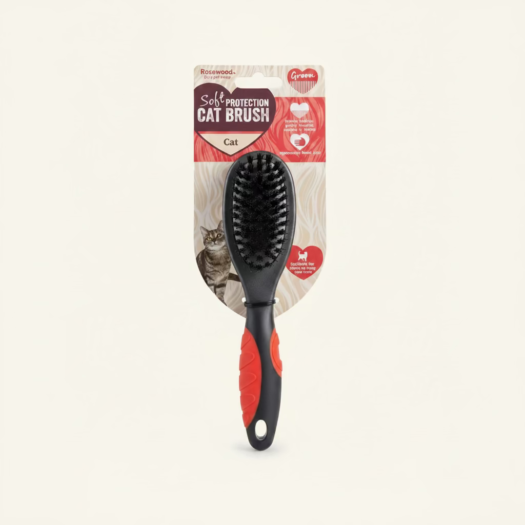 Front view of Rosewood Soft Protection cat grooming brush