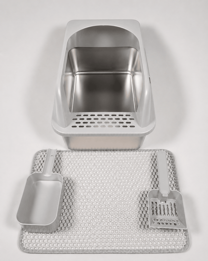 Stainless Steel Cat Litter Box with High Walls, Scoop & Mat — product image 14