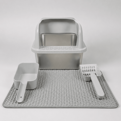 Stainless Steel Cat Litter Box with High Walls, Scoop & Mat — product image 13