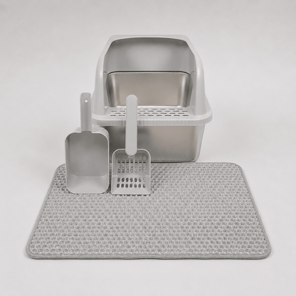 Stainless Steel Cat Litter Box with High Walls, Scoop & Mat — product image 15