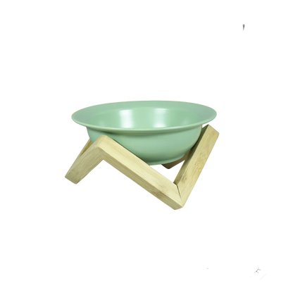 Raised ceramic bowl on a wooden stand - Omertà from The Apartment Cat