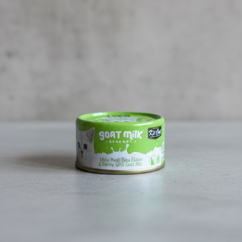 Tuna and shrimp goat milk wet cat food